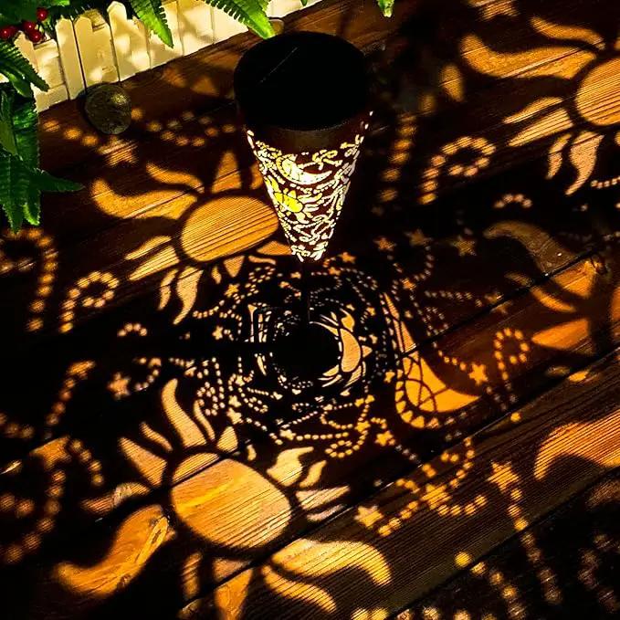 DIBIEECN 4 Pack Sun and Moon Solar Garden Pathway Lights Outdoor,Metal Garden Decorations Outdoor Lights with Patterns and Warm Light,Waterproof Landscape Lighting for Path Patio Backyard Yard by GreenHaven Gardens