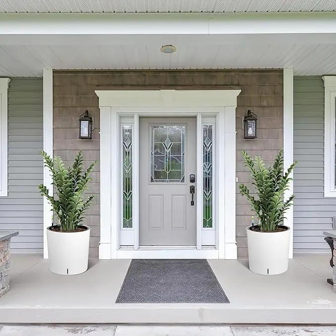 Tall Round Planter Set of 2, 19.5‘’ H x 19.9" Dia Large Planters for Indoor Plants with Built-in Drainage and a Water Level Monitor and Wheels for Patio, Porch, Living Room, or Home Office, White by GreenHaven Gardens
