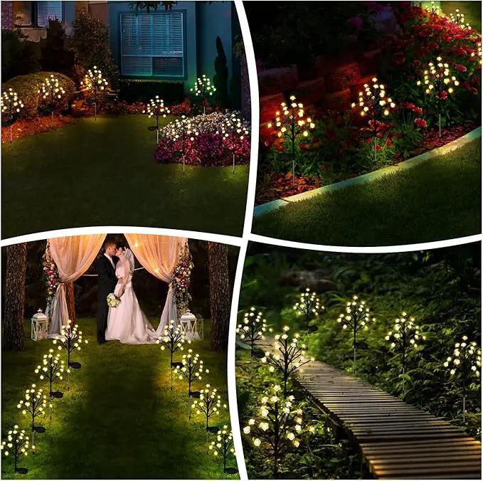 Solar Garden Lights Decorative, Solar Outdoor Lights Waterproof 4Pack,80Led Rose Solar Flower Lights Garden Decor, Solar Lights for Outside Yard,Lawn,Garden Decorations Gardening Gifts by GreenHaven Gardens