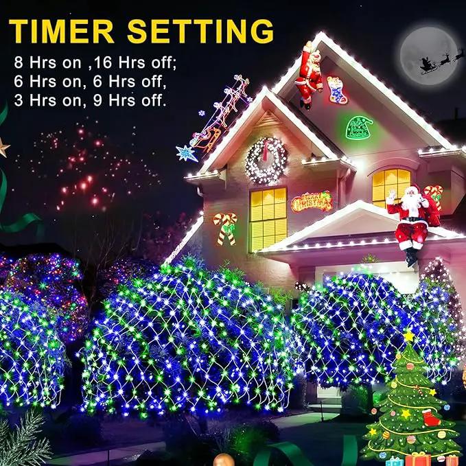 KNONEW 2-Pack 360 LEDs Christmas Net Lights 13ft x 9.8ft Outdoor Mesh Lights Connectable Waterproof 8 Modes & Timer Plug-in Net Fairy Lights for Bushes Garden Party Wedding Holiday,Blue and Green by GreenHaven Gardens