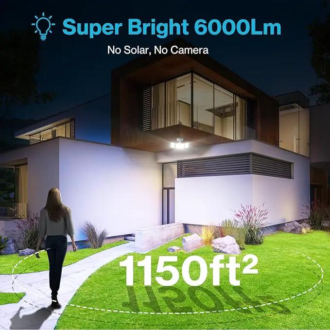 Olafus 65W Motion Sensor Outdoor Light, 2 Pack LED Security Light 6000LM, 6500K Exterior Motion Flood Light with 3 Adjustable Heads, for Outside Garage, Yard, Patio, IP65 Waterproof, White by GreenHaven Gardens