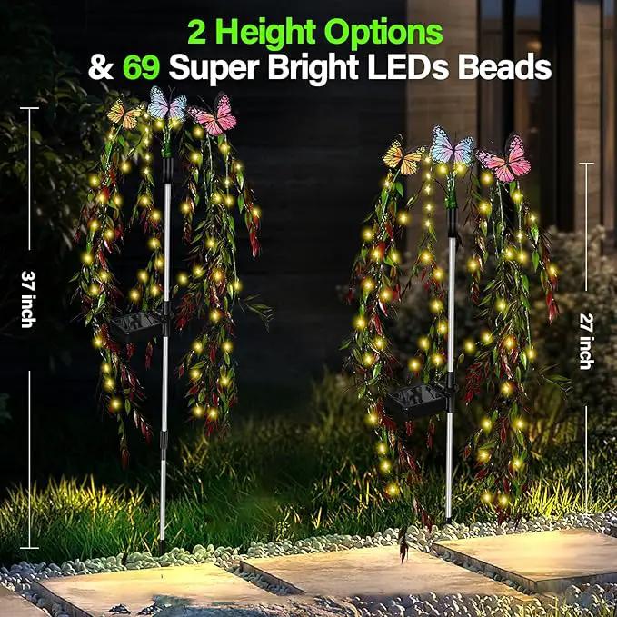Outdoor Solar Lights for Yard Decorative, 69LED Tree Swaying Solar Garden Lights Outside Waterproof, Flower Solar Power Fairy Light Butterfly Decor for Patio Lawn Landscape Decorations by GreenHaven Gardens