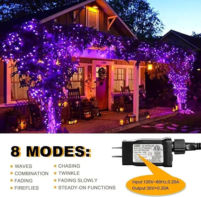 weillsnow 164FT 500 LED Purple Christmas Lights, 8 Modes Waterproof Plug in String Lights for Halloween Christmas Indoor Outdoor Yard Party Wedding Garden Home Decorations (Purple, 164FT) by GreenHaven Gardens