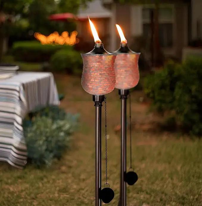 Deco Window 2 Pcs Garden Torch for Outdoor 4-in-1 Convertible Table Torch Citronella Oil Lamp for Backyard Patio Deck Table Top & Ground Installation (Mosaic) by GreenHaven Gardens