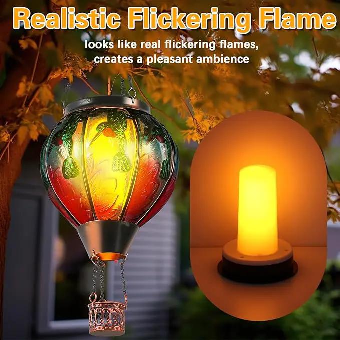 2 Pcs 20Inch Hummingbird Hot Air Balloon Hanging Solar Lantern Outdoor Garden Decor Waterproof Hot Air Balloon Flame Lantern for Lawn Porch Yard by GreenHaven Gardens
