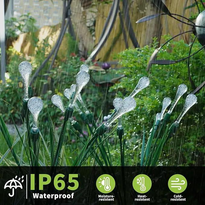 Solar Lights Outdoor Waterproof Upgraded Outdoor Solar Lights for Yard Patio Garden Decor, Solar Lights for Outside Gardening Supplies, Water Droplets Garden Lights Solar Powered Outdoor (2 Pack) by GreenHaven Gardens