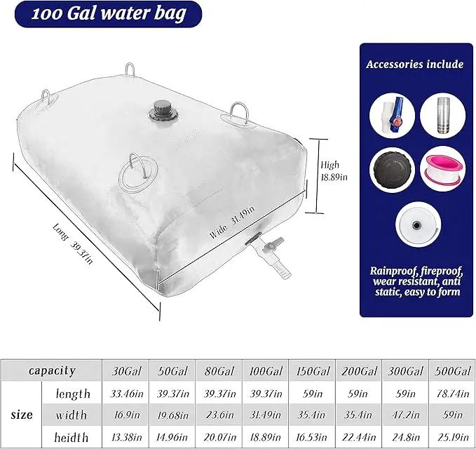 100Gal Portable Water Storage Bladder, Foldable Large Capacity Container Water Tank, Agricultural Irrigation, Camping, Firefighting, Outdoor Household Water by GreenHaven Gardens