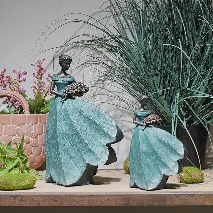 Guichifun Fairy Statue Collection Home Decoration - Leaf Angel Girls Resin Modern Table Decor for Living Room Office Sculpture Decor for Women Indoor Rustic Figurines Gift 5 x 3 x 7.5 Inch by GreenHaven Gardens