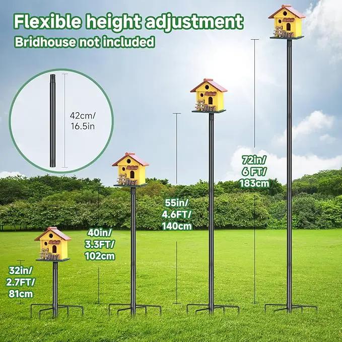 79In Smart Bird Feeder Pole Mount Kit,Adjustable Bird House Pole for Outdoors Heavy Duty, Metal Birdhouse Stand for Outside Multiple Mounting Option(Black Finish) by GreenHaven Gardens