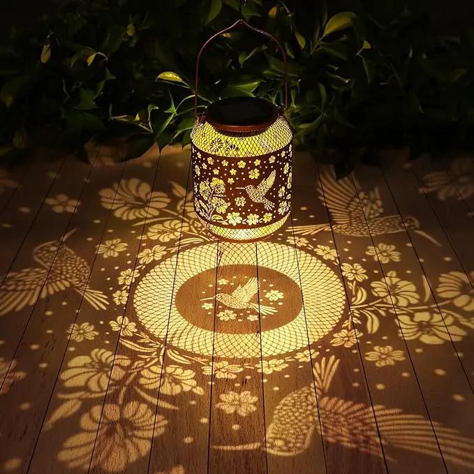 2 Pack Solar Lanterns Outdoor Waterproof Hummingbird Garden Decor Birthday Gifts for Women Mom Grandma Hanging Solar Lights Metal Decoration Outside for Yard, Patio, Backyard, Porch, Pathway by GreenHaven Gardens