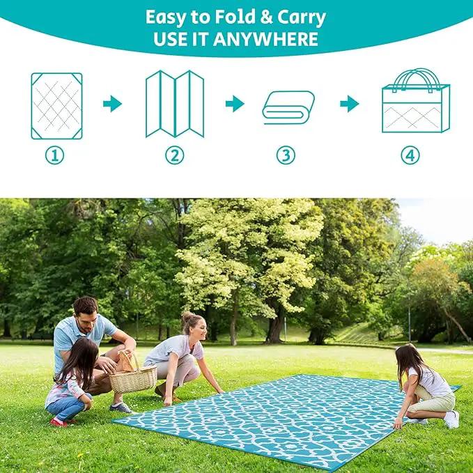 HEBE Outdoor Rug Waterproof 6x9, Plastic Straw Rug Camping Rug, Reversible Outdoor Patio Rugs RV Mat Clearance, Indoor Outside Floor Carpet for Porch,Deck,Camper,Balcony,Backyard by GreenHaven Gardens