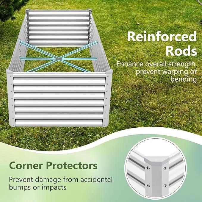 Giantex 6x3x2ft Raised Garden Bed, Large Metal Elevated Rectangular Planter Bed, 271 Gallon Capacity, Outdoor Planting Garden Box for Vegetable Flower Herb Grow (Silver) by GreenHaven Gardens