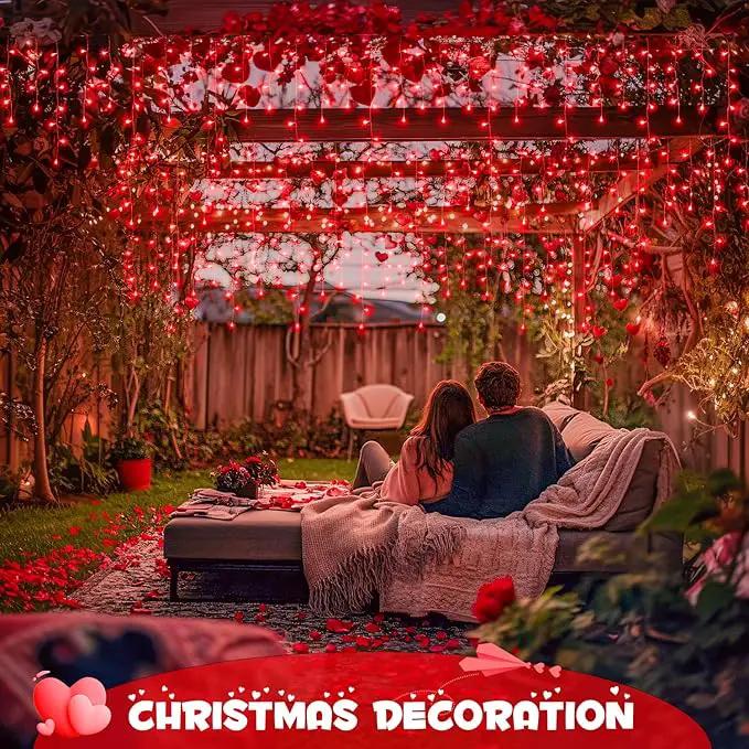 JMEXSUSS 400 LED Red Icicle String Lights, Connectable Red String Lights Indoor Outdoor with Remote, Red Christmas Lights for Room Fireplace Christmas Valentine Decorations, EXS-I-0400-R by GreenHaven Gardens