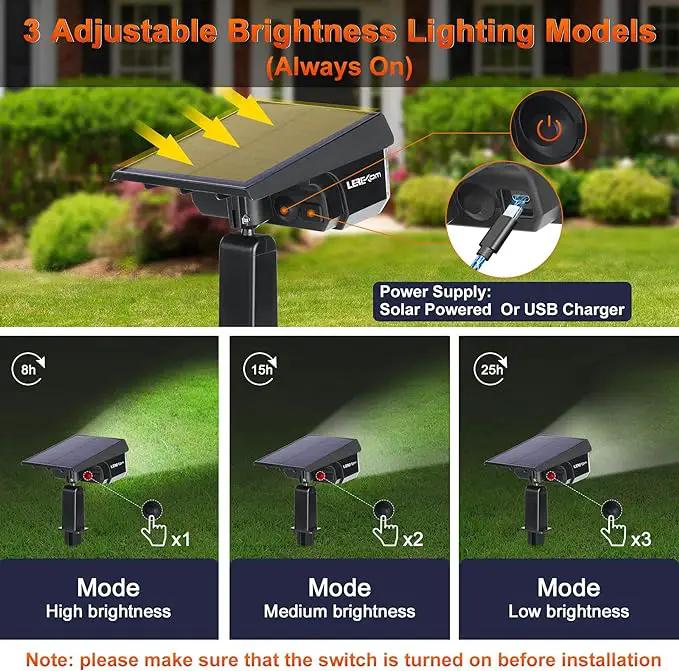 Solar Spot Lights, IP65 Waterproof 40 LEDs Landscape Spotlights,USB & Solar Powered Wall Lights Dark Sensing Auto On/Off,3 Modes Outdoor Solar Garden Lights for Yard Porch 2 Pack by GreenHaven Gardens
