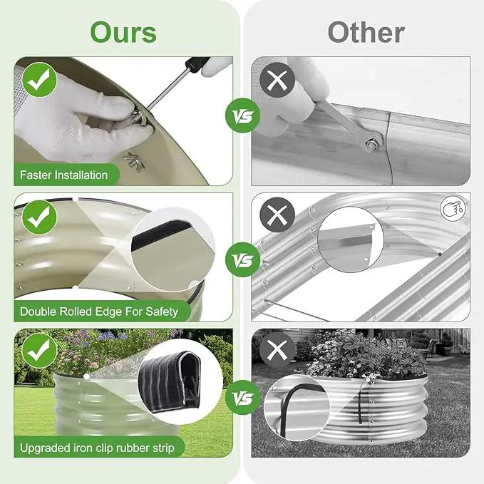 Galvanized Round Raised Garden Bed Outdoor-2Pack Raised Beds for Gardening| Metal Planter Box 2x2x1FT, Green by GreenHaven Gardens