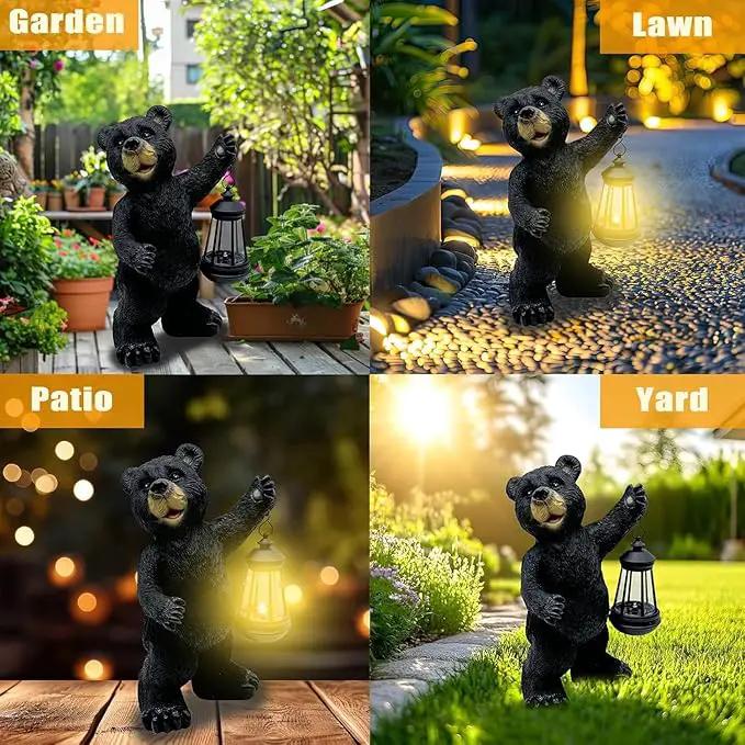 Solar Lantern Garden Statue Decoration, Outdoor Bear Statue Lights for Patio Patio Decor - Unique Housewarming Gift for Grandma Wowen Mom Friend, Cute Spring Ornament by GreenHaven Gardens