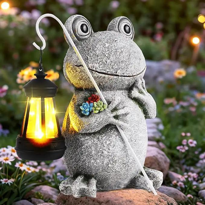 Frog Solar Garden Statues Garden, Resin Frog Figurine Decorations, Outdoor Frog Garden Decor Art for Lawn,Yard, Unique Housewarming Gift for Garden Home by GreenHaven Gardens