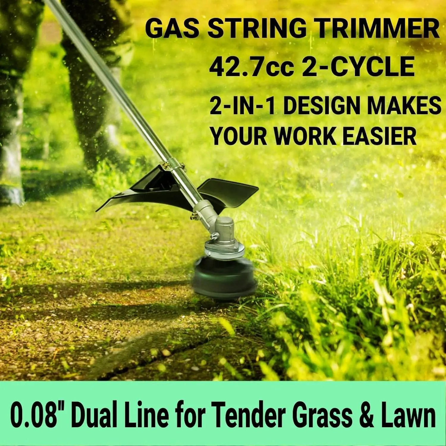 COOCHEER Weed Wacker 42.7cc, 2 in 1 Cordless Gas Powered Weed Eater, Gas Brush Cutter 2-Cycle String Trimmers Weed Wacker Straight Shaft Grass Edger Gas Grass Trimmer for Lawn and Garden Care Trimming by GreenHaven Gardens