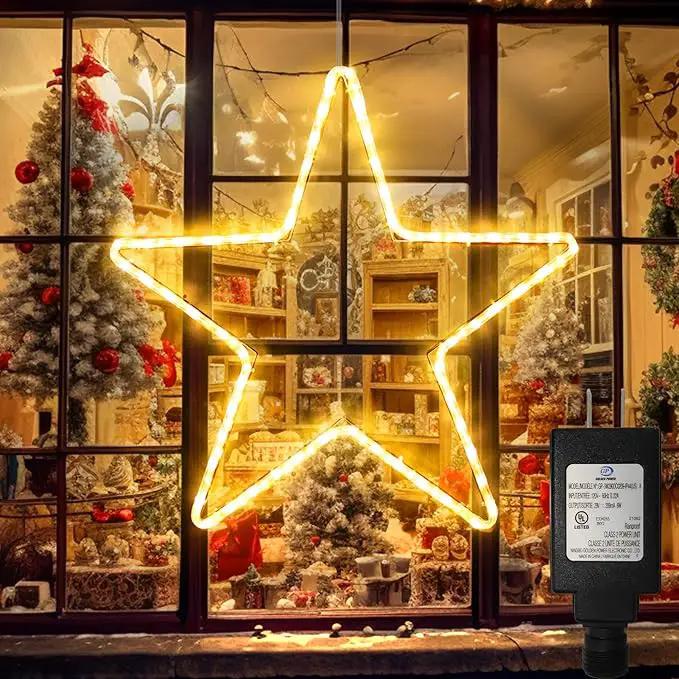 DBFAIRY 19.68" Star Outdoor Christmas Lights, 40 LEDs Christmas Light Up Star with Timer, Hanging Big Star Window Lights Mains Powered for Christmas New Year Holiday Wedding Party Decor, Warm White by GreenHaven Gardens