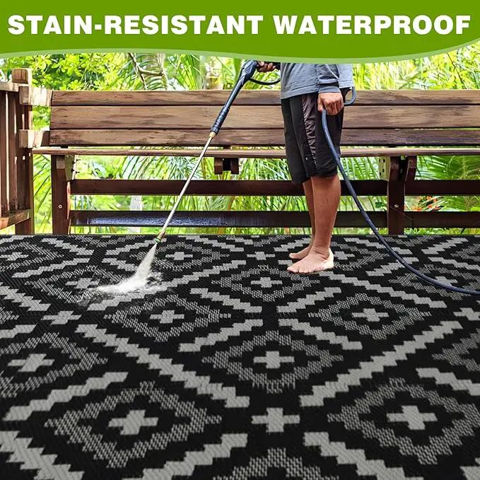 Outdoor Rug 6x9 ft Waterproof, Reversible Outdoor Plastic Straw Rug for Patios Clearance, Outdoor Area Rug Carpet RV Mat for Camping Backyard Deck Porch by GreenHaven Gardens