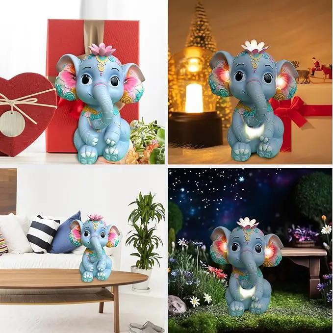 Solar Garden Outdoor Statue Elephant with 4 LED Lights,Lawn Decor Statue for Patio, Balcony,Yard Ornament,Ideal Gift for Christmas,Women,Mom,Grandma,Birthday or Unique Housewarming by GreenHaven Gardens