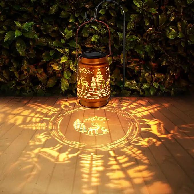 Solar Lanterns Outdoor Garden Decor, Gifts for Women, Mom, Grandma, Birthday, Thanksgiving, Decorative Waterproof Hanging Metal LED Light for Yard, Patio, Lawn, Landscape, Backyard (Deer) by GreenHaven Gardens