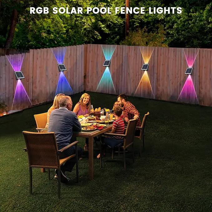 Solar Powered Outdoor LED Lights, Waterproof Wall Sconces, 2 LEDs Fence Lights, Up & Down Lighting for Backyard, Deck, Patio, Porch, Balcony, Garden (2 Pack) by GreenHaven Gardens
