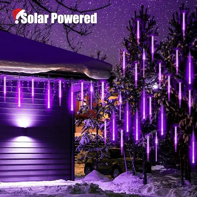 Purple Solar Meteor Shower Lights, 116 Inches 20 Tube 720 LED With 16 Tubes, Icicle Fairy String for Christmas Decorations Tree Party Yard by GreenHaven Gardens