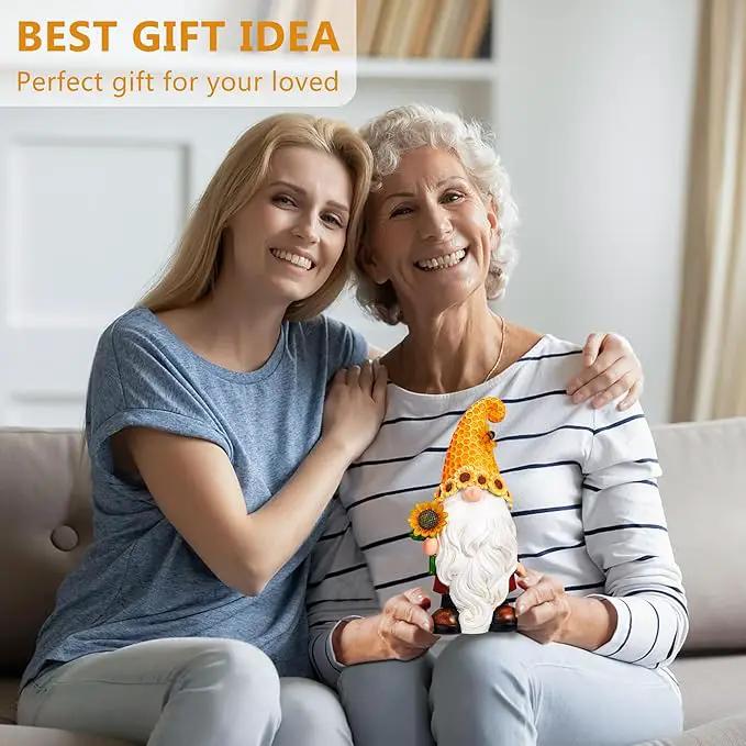 Garden Gnomes Outdoor - Sunflower Gnome Statue with Solar LED Lights for Yard, Patio, Lawn Ornaments - Best Garden Gifts for Mothers Day, Housewarming, Festival by GreenHaven Gardens