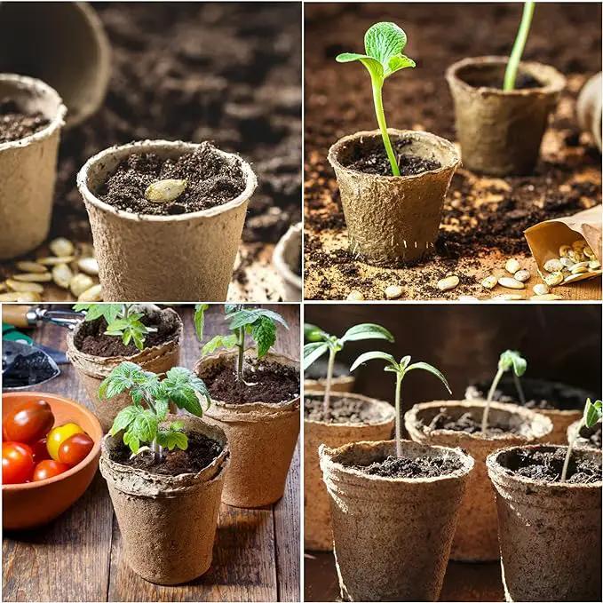 JERIA 100-Pack 3.15 Inch Peat Pots for Seedling with 100 Pcs Plant Labels,Outdoor Garden Germination Nursery Pots,Biodegradable Seed Starter Pots Kits by GreenHaven Gardens