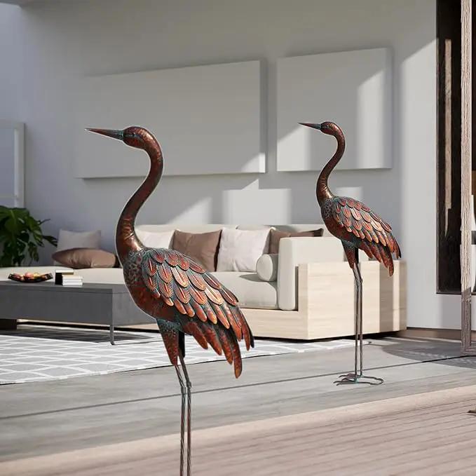 chisheen Outdoor Garden Crane Statues and Sculptures Metal Yard Art Statue for Garden Decoration Large Size (2) by GreenHaven Gardens