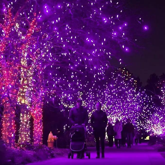 DAZZLE BRIGHT Halloween 300 LED String Lights, 100FT Connectable String Lights with 8 Lighting Modes, Halloween Decorations for Party Carnival Supplies, Indoor Outdoor Yard Garden Decor (Purple) by GreenHaven Gardens