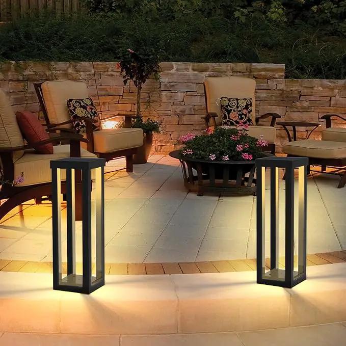 Solar Patio Floor Lamp Outdoor, 2 Pack Solar Landscape Path Lights with 3 Light Modes, Garden Decorations Waterproof 12H Endurance Cordless Landscaping for Porch Lawn Yard Backyard (Black) by GreenHaven Gardens