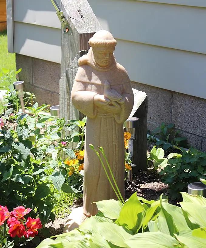 EMSCO Group Saint Francis Statue – Natural Sandstone Appearance – Made of Resin – Lightweight – 29” Height by GreenHaven Gardens
