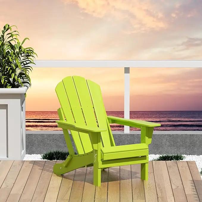 Westin Outdoors Laguna WO Home Outdoor Adirondack Folding Chair Lounger Seat Traditional Retro Home Furniture for Beach, Balcony, Backyard, Lawn, Patio, Pool, Deck, Garden (Lime Green) by GreenHaven Gardens