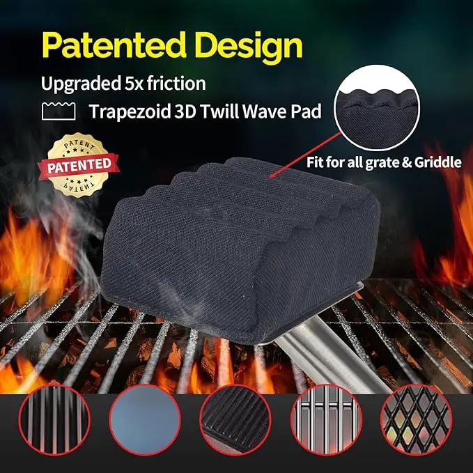 Grill Brush Bristle Free,Unique Wave pad for Cast Iron/Stainless-Steel Grates, (Only Replaceable Cleaning Head No Grill Brush) by GreenHaven Gardens
