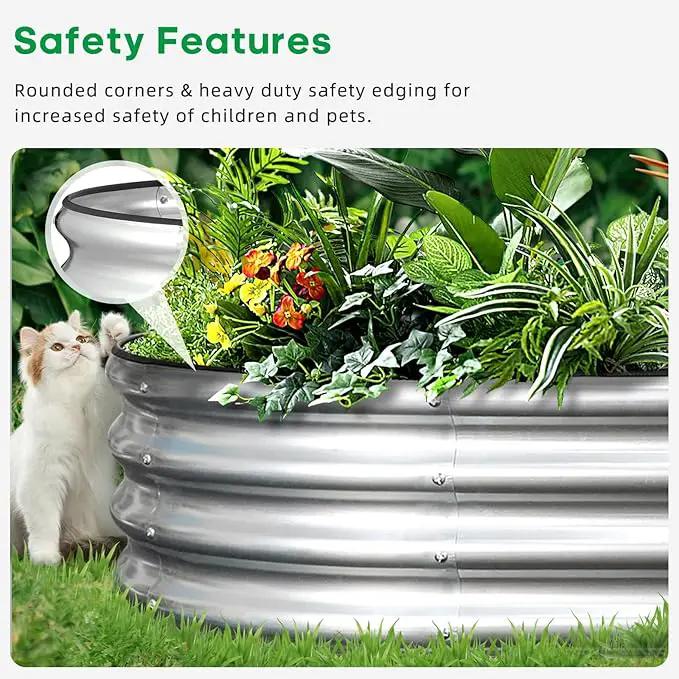 JERIA 6×3×1ft Oval Raised Garden Bed,Galvanized Raised Garden Bed Kit Outdoor Metal Gardening Planter Box for Vegetable, Fruits, Flower，Herbs by GreenHaven Gardens