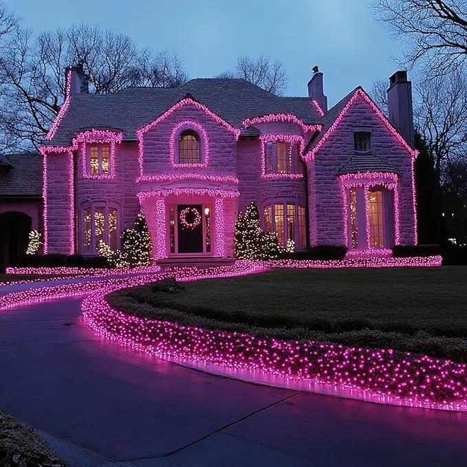 TW SHINE Christmas Lights, 20FT 100 Count Incandescent Mini Christmas Tree Light, Waterproof Xmas String Lights for Outdoor Indoor Home Party Yard Decorations, Pink by GreenHaven Gardens