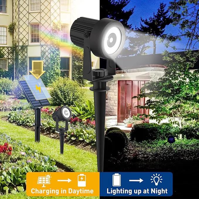 T-SUNUS Solar Spot Lights Outdoor White 4 Pack 6000K, IP65 Waterproof Landscape Spotlights with Separate Solar Panel & 9.8ft Cable Auto On/Off for Flag Pond Trees Driveway Garden Pathway Pool Area by GreenHaven Gardens