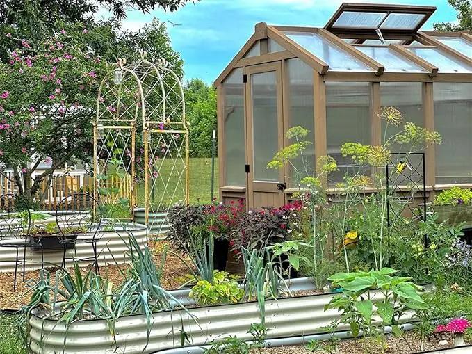 Vego garden Raised Garden Bed Kit, 11" Tall 10 in 1 Modular Raised Garden Beds Kit, Metal Planter Box for Vegetables, Flowers, Herbs, Pearl White by GreenHaven Gardens