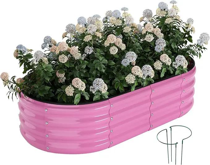 Galvanized Metal Planter Raised Garden Bed Kit for Gardening Outdoor，4x2x1ft Planter Grow Garden Box Raised Flower Bed by GreenHaven Gardens