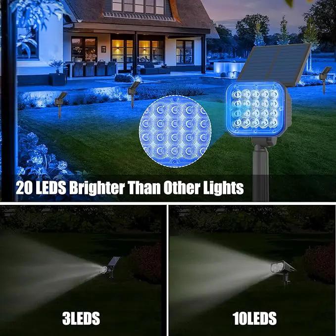 Solar Spot Lights Outdoor, Blue Solar Lights Outdoor Waterproof IP65, Adjustable Panel Solar Landscape Spotlights for Tree Yard Halloween Christmas Landscape Decor, 6 Pack by GreenHaven Gardens
