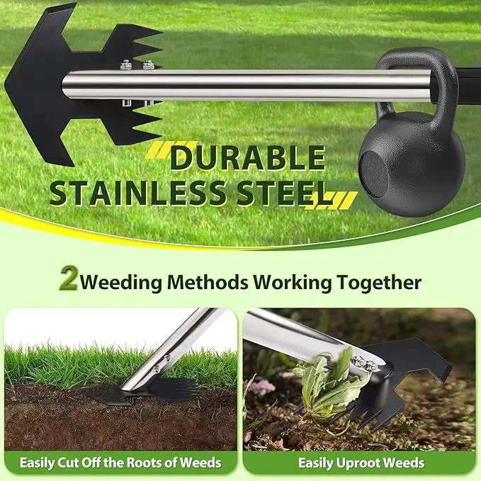 CAROD Hoe Garden Tool, Scuffle Garden Hoe for Weeding with 30-60 Inch Steel Long Handle, Dual Use Sharp Gardening Hula Hoe, Adjustable Rocket Shaped Weed Remover Action Hoe by GreenHaven Gardens