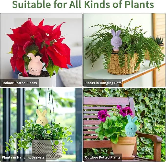 WILDKEN Terracotta Watering Globes, 4 Pack Rabbit Shaped Plant Watering Spikes Vacation Self-Watering Planters Devices for Indoor and Outdoor Plants by GreenHaven Gardens