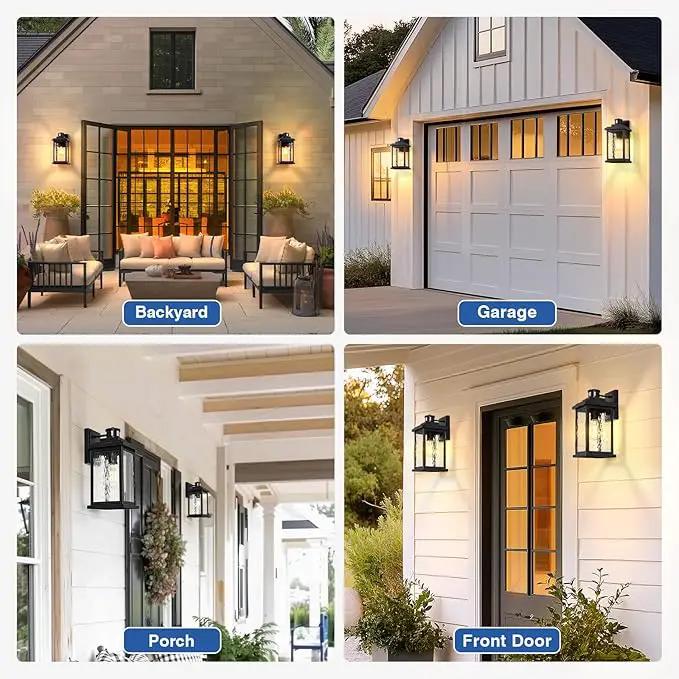 VIANIS Large Advanced Motion Sensor Outdoor Lights, Black Easy-to-Install Dusk to Dawn Outdoor Wall Lights, Aluminum Waterproof Porch Light with Water Glass for Porch, Garden, Front Door by GreenHaven Gardens