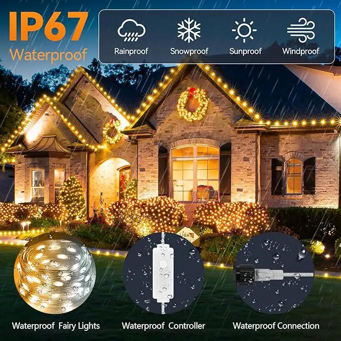 HOUHUI Fairy Lights Plug in,50Ft Warm to Cool White Indoor Outdoor String Light with Remote,8 Modes 2700K-6500K Dimmable White Fairy Twinkle Lights IP67 Waterproof for Christmas Bedroom Party Decor by GreenHaven Gardens