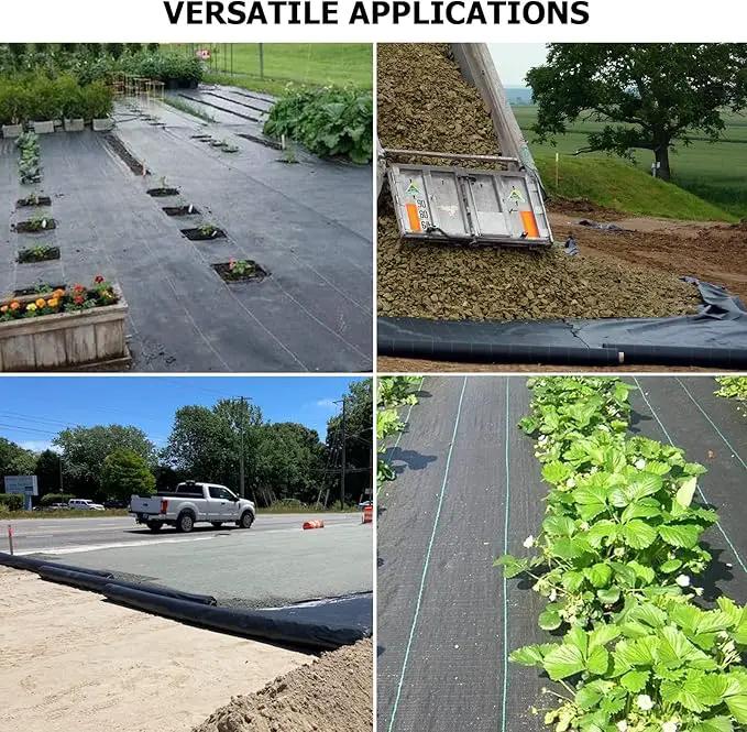 Driveway Fabric 2.5x500 ft - Commercial Weed Barrier, Heavy Duty 4OZ Landscape Fabric for Road, French Drain, Erosion Control, and Construction Projects by GreenHaven Gardens