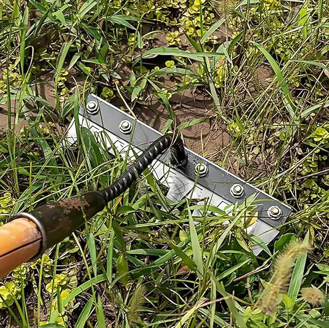 Gardenia Iron Weeding Rake, Iron Rake 2.0 for Gardening and Weeding, Detachable Double-Edged Blade Design Carbon Steel Heavy-Duty Weed Rakes,Hand Weed Puller Tools for Lawn Yard Garden Farm (6 teeths) by GreenHaven Gardens