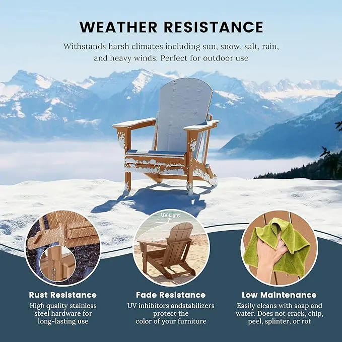 Westin Outdoors Laguna WO Outdoor Adirondack Folding Patio Chairs 8 PCS Set Retro Beach Aesthetic for Backyard, Lawn, Patio, Deck, Garden, Weather Resistant Polyethylene Plastic Lounger (Teak) by GreenHaven Gardens
