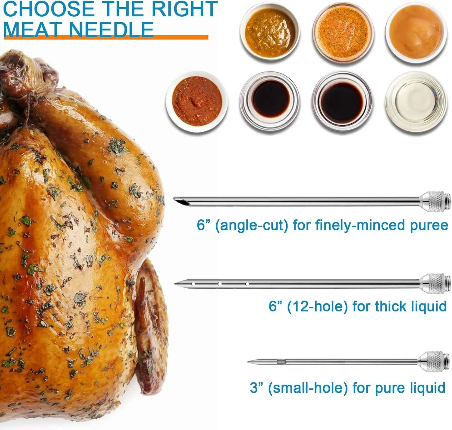 Marinade Injector Syringe and Brushes Set, Meat Injector Syringe with 3 Professional Marinade Injector Needles, Creates Tender Meat & Poultry Flavors, for BBQ Grill Smoker & Turkey & Brisket by GreenHaven Gardens